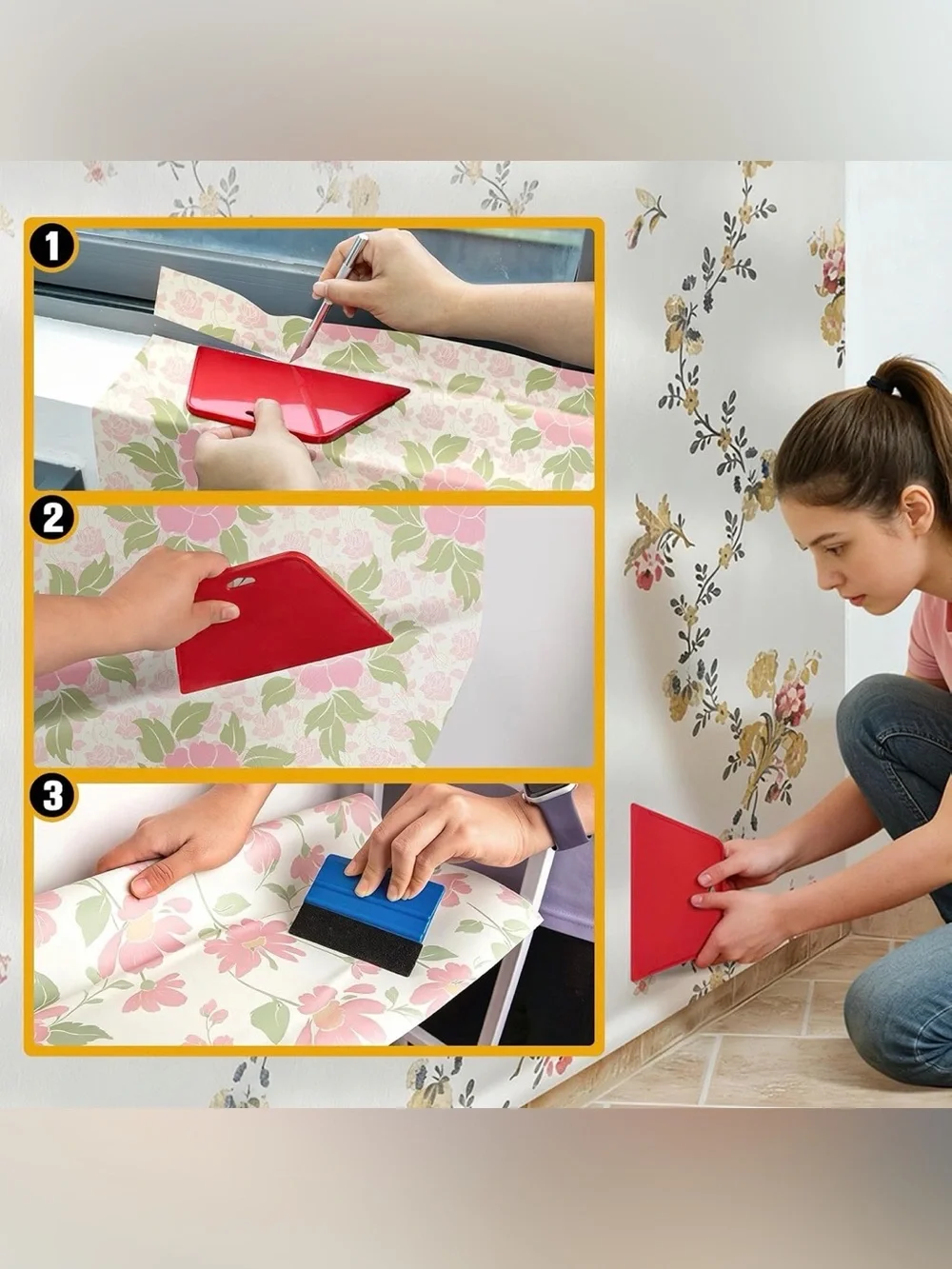 Tiptopcarbon Wallpaper Smoothing Tool Kit Peel & Stick Contact Paper